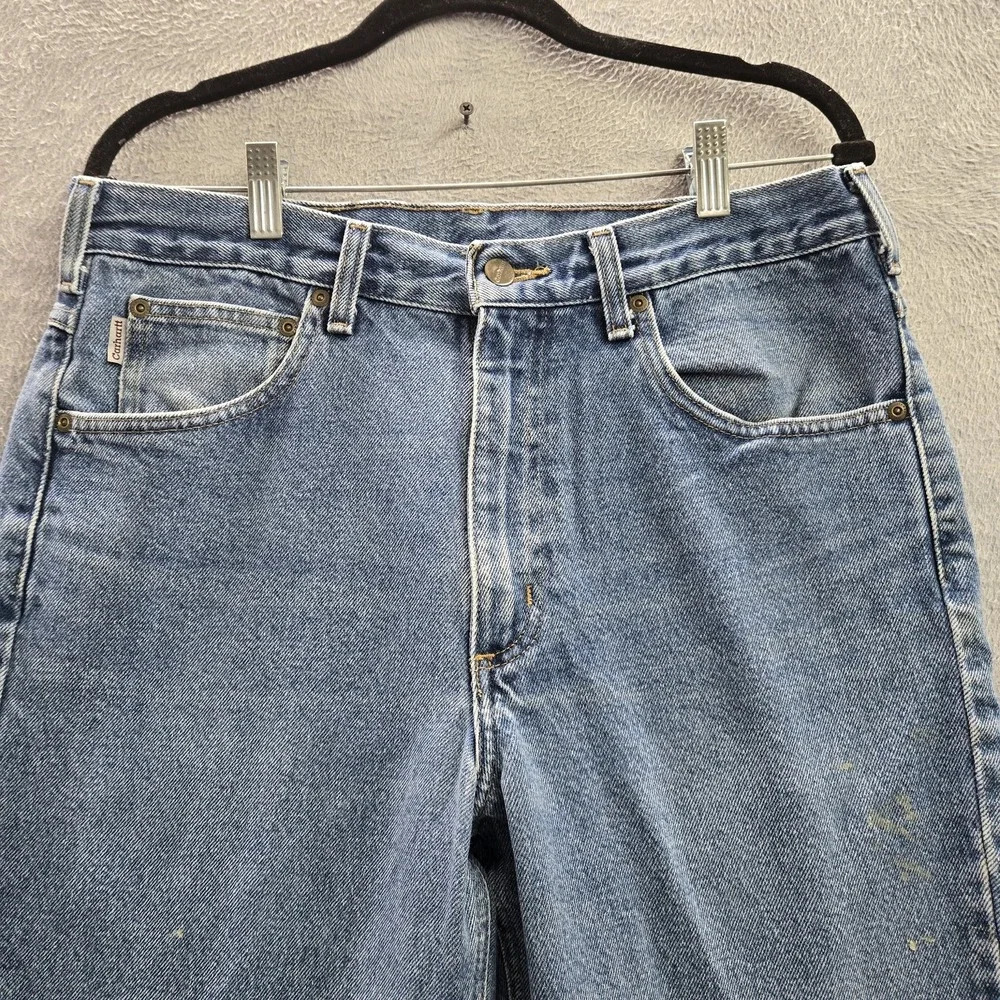 VINTAGE Carhartt Men Jeans 33X34 Blue Denim B18 DST Traditional Fit Y2K READ